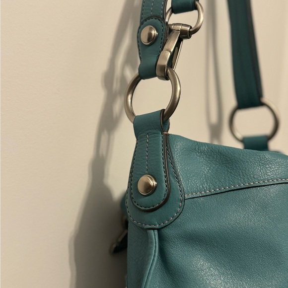 B. Makowsky Aqua Shoulder Bag with Silver Accents - Picture 6 of 8